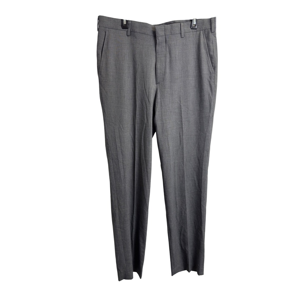 Berle Mens Grey Flat Front Dress Pants Size 36X34 Professional Trousers